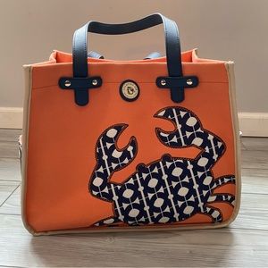 Spartina 449 canvas crab tote bag